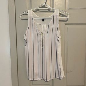 Women’s EXPRESS white strip front zip tank xs